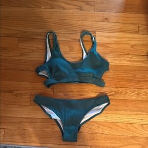 Green Ribbed Bikini Set